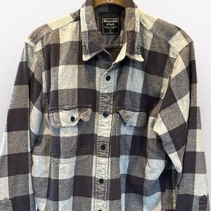 🕺🐠Abercrombie & Fitch Flannel Shirt Jacket | Plaid Blue Shacket | Men’s Medium